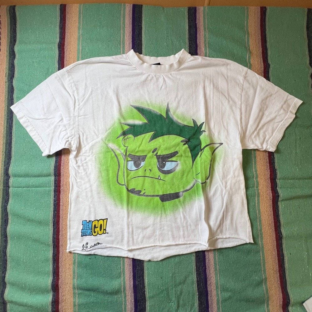 Civil Regime Teen Titans Go Beast Boy T-Shirt Mens Large White Cropped Boxy Tee